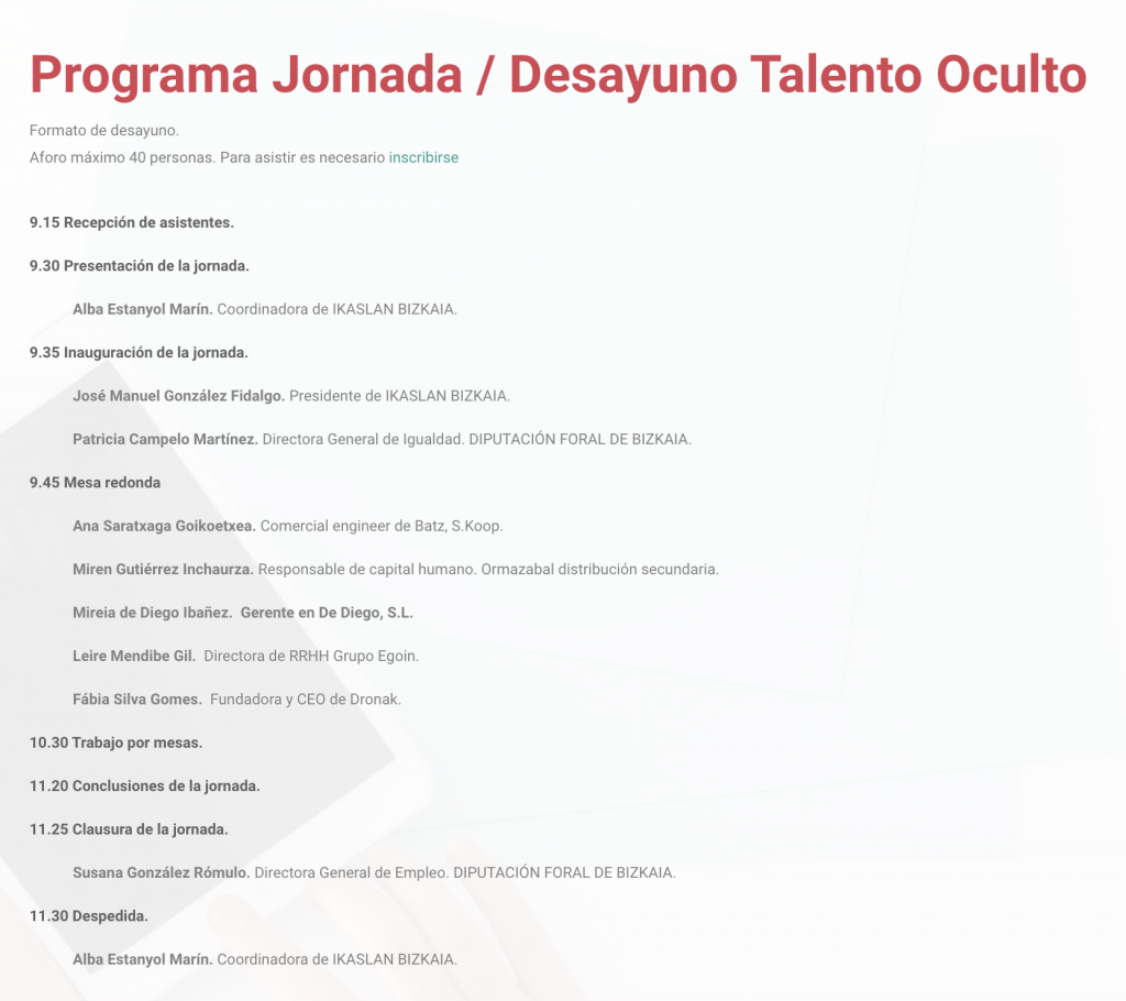 Jornada para la identificación del talento de las empresas de Bizkaia, especialmente de Mujeres y perfiles de Formación Profesional @ Torre Iberdrola. Planta 3