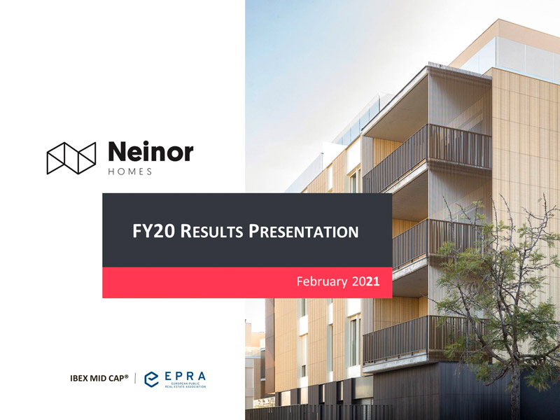 Neinor. Presentación de resultados anuales 2020